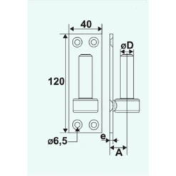 Gond Sur Plaque 40 X 120 Mm Diamètre 12 Mm Avec Trous Fraisés Noir Torbel 6120124 -Pas Cher Corner Métal Soldes Magasin 6120124 1