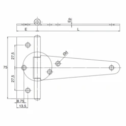 Penture Anglaise Percée Acier Blanc épaisseur 2 Mm Longueur 300 Mm