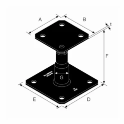 Pied De Poteau Réglable Noir - Hauteur 100 à 150 Mm - Platine 100x100mm Et 130x130mm 4 Pied De Poteau Réglable Noir - Hauteur 100 à 150 Mm - Platine 100x100mm Et 130x130mm -Pas Cher Corner Métal Soldes Magasin apb100 150pb cotes ok jpg