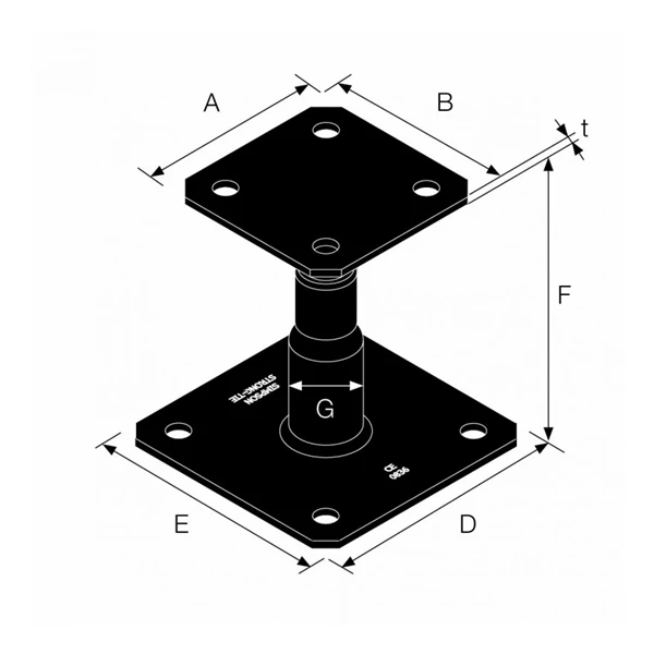 Pied De Poteau Réglable Noir - Hauteur 100 à 150 Mm - Platine 100x100mm Et 130x130mm 2 Pied De Poteau Réglable Noir - Hauteur 100 à 150 Mm - Platine 100x100mm Et 130x130mm – Image 2