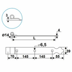 Penture Feston Cambrée Et Percée Torbel Noire Gond 14 Mm Longueur 560 Mm