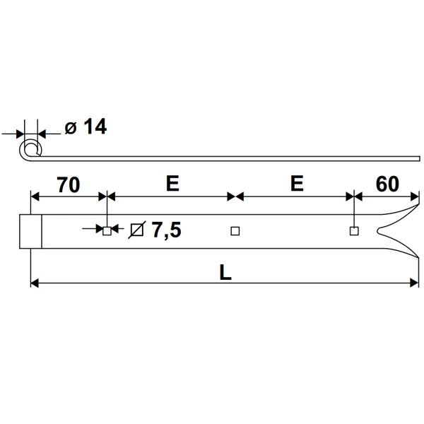 Penture Queue De Carpe Percée En Acier Noir 35 X 5 Mm Gond 14 Mm 600 Mm 2 Penture Queue De Carpe Percée En Acier Noir 35 X 5 Mm Gond 14 Mm 600 Mm – Image 2