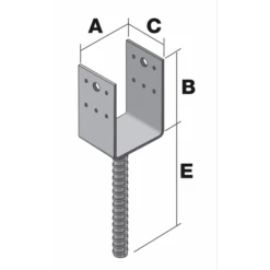 Pied De Poteau En U à Sceller Simpson Strong-Tie PPD120/90G -Pas Cher Corner Métal Soldes Magasin cote