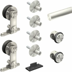 Ensemble Mantion Tub-Design 80 W En Inox - Rail 2,10 M -Pas Cher Corner Métal Soldes Magasin ensemble porte coulissante bois mantion tub design 1