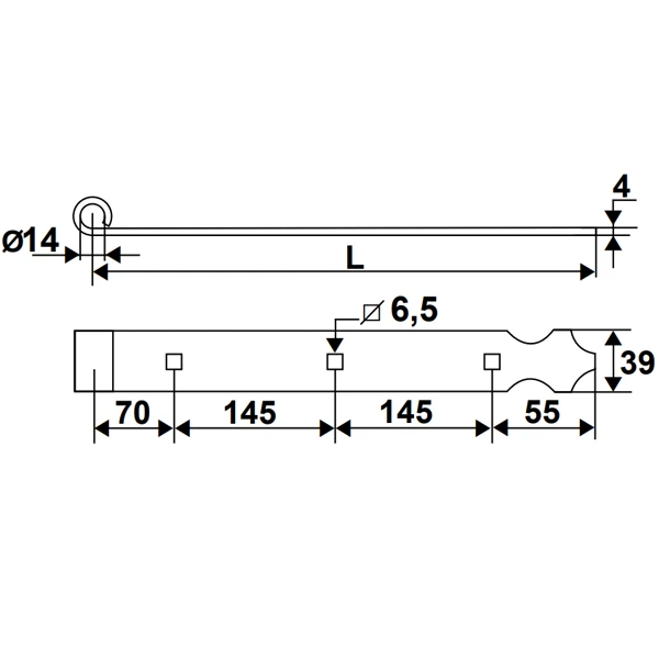 Penture Feston Percée Torbel Noire 39 X 4 Mm Gond 14 Mm Longueur 705 Mm 1 Penture Feston Percée Torbel Noire 39 X 4 Mm Gond 14 Mm Longueur 705 Mm
