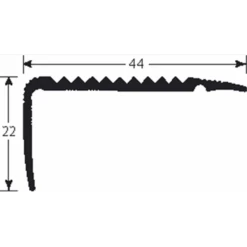Nez De Marches Percé Dessus Striés Finition Alu Dimensions 44x21mm Longueur 3m Romus 15303