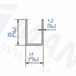 Profil U 25 X 17 Acier Galvanisé Longueur 2 Mètres Mantion 1109/200