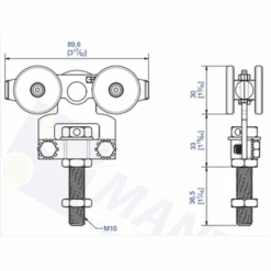 Monture Fixation Chant 4 Galets 80kg Pour Rail 35x30 Mantion 2235 - Lot De 2