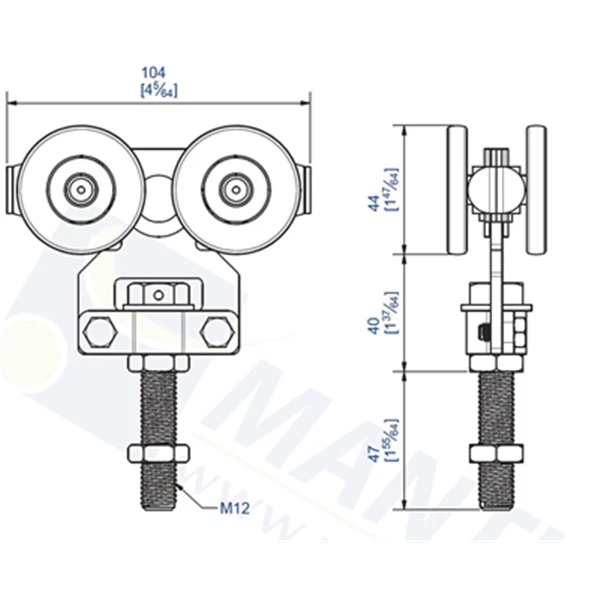 Monture Fixation Chant 4 Galets Acier Pour Rail 50x40 Mantion 2255 - Lot De 2 2 Monture Fixation Chant 4 Galets Acier Pour Rail 50x40 Mantion 2255 - Lot De 2 – Image 2