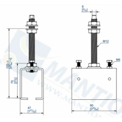Support De Raccordement Tige Longue Pour Rail 50x40 Mm Mantion 5041ML