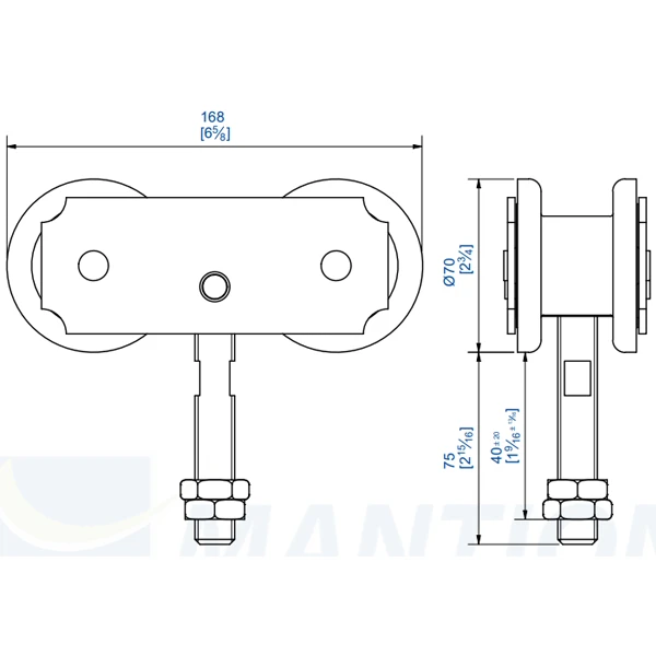 Monture Pivotante Réglable Mantion 2 Galets Acier Sur Cage à Rouleaux - Lot De 2 2 Monture Pivotante Réglable Mantion 2 Galets Acier Sur Cage à Rouleaux - Lot De 2 – Image 2