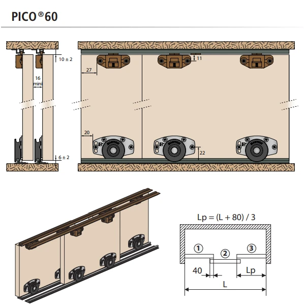 Ensemble Porte Coulissante De Placard Mantion Pico 60 - 3 Mètres 3 Ensemble Porte Coulissante De Placard Mantion Pico 60 - 3 Mètres – Image 3