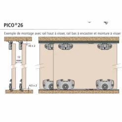Garniture Pour Porte De Placard Mantion PICO26T - Sans Rail -Pas Cher Corner Métal Soldes Magasin pico26 4