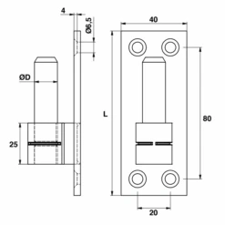 Gond Sur Plaque Torbel Inox 316L Et Laiton Gond 14 Mm Longueur 100 Mm -Pas Cher Corner Métal Soldes Magasin plaque