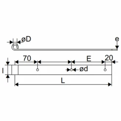 Penture Droite Percée Noir Torbel Gond 16 Mm Longueur 1200 Mm